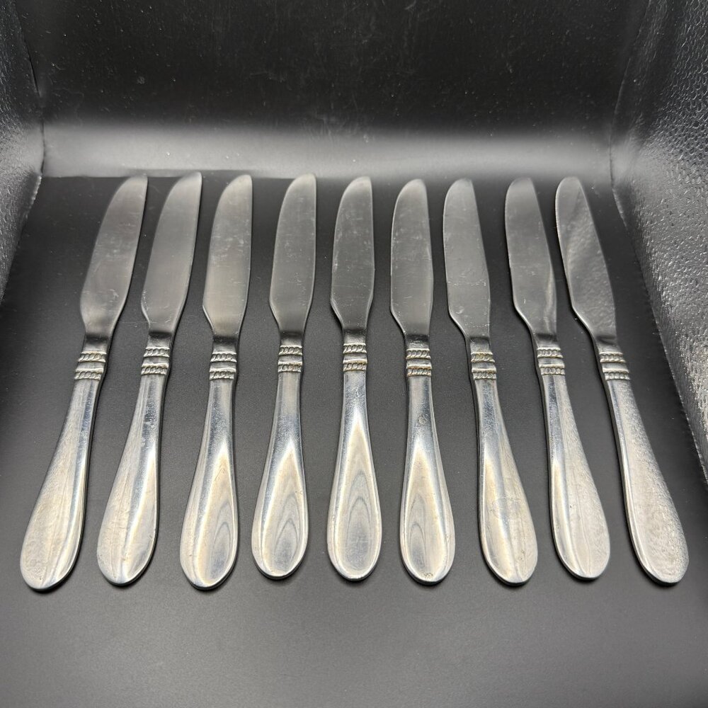 Oneida Avondale II Stainless Steel Butter Knives Set Of 9 Vintage